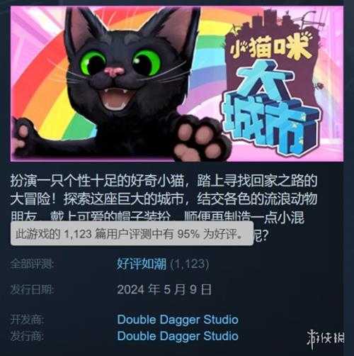 《小猫咪大城市》Steam”好评如潮”!好评率高达95%