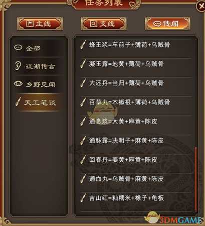 《天命奇御》各类丹药合成方法一览