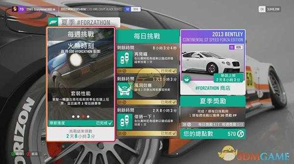 《极限竞速:地平线4》#FORZATHON 点数获得方式