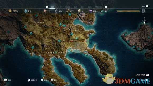 《刺客信条:奥德赛》奥钢石碑传奇宝箱位置分享