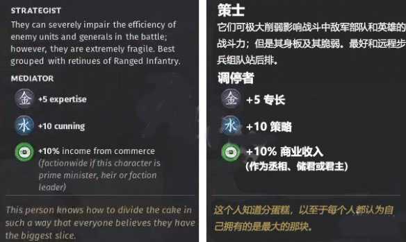 《全面战争:三国》水属性角色调停者先天属性一览