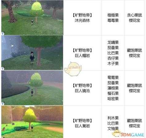 《宝可梦:剑/盾》全树果掉落表