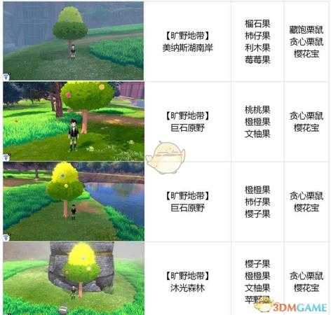 《宝可梦:剑/盾》全树果掉落表