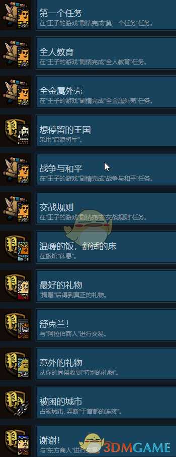 《冒险之旅:十字军东征》全成就一览