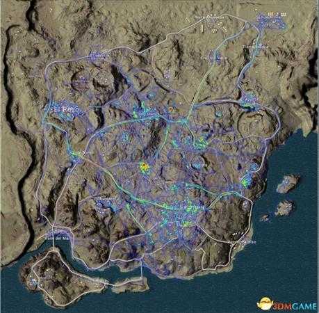 绝地求生各地图热力图分布分析