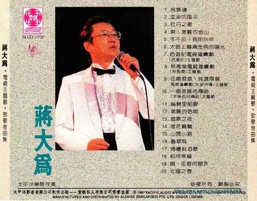 蒋大为.1987-电视主题歌劲歌金曲集(爱销版)【太平洋影音】【WAV+CUE】