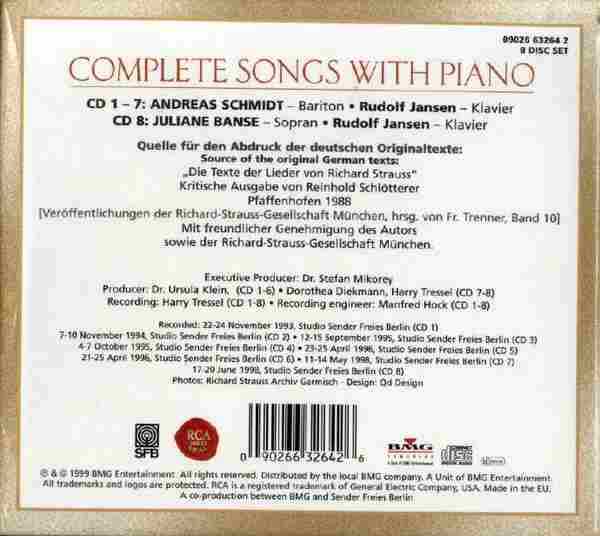 【古典音乐】理查·施特劳斯《钢琴伴奏歌曲全集》8CD.1999[FLAC+CUE/整轨]