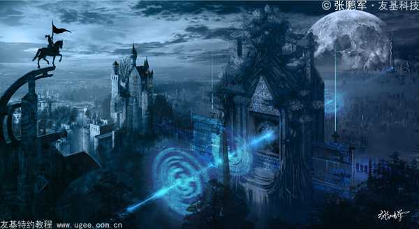 Photoshop CS5利用友基数位板数字绘画场景教程《月光城》(上)