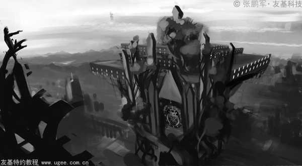 Photoshop CS5利用友基数位板数字绘画场景教程《月光城》(上)