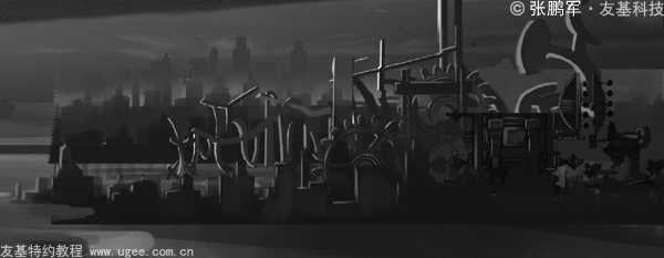 Photoshop CS5利用友基数位板数字绘画场景教程《月光城》(上)