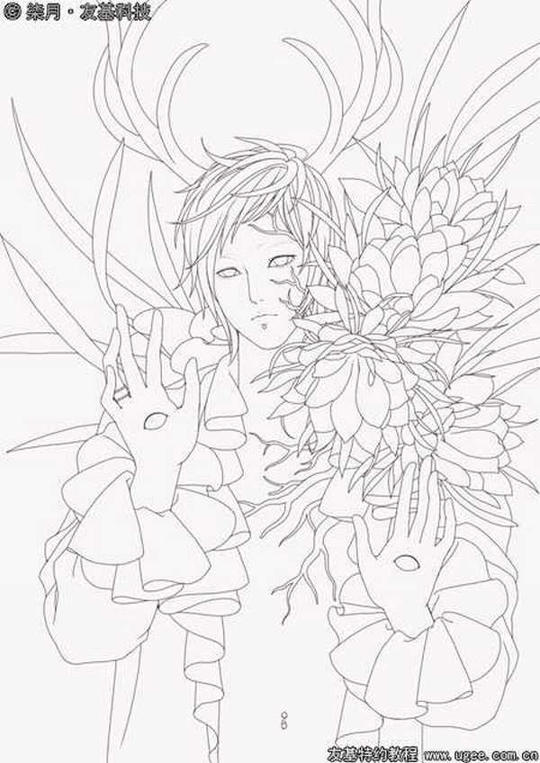 photoshop绘制唯美的水中花美男