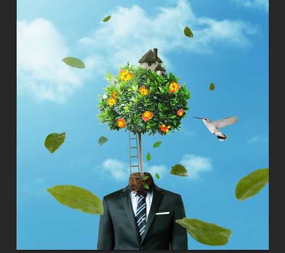 PS教你打造超现实主义作品：长在身上的树