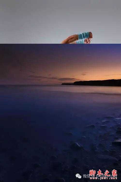 PS合成蓝色动感的人物跳跃特效照片的教程