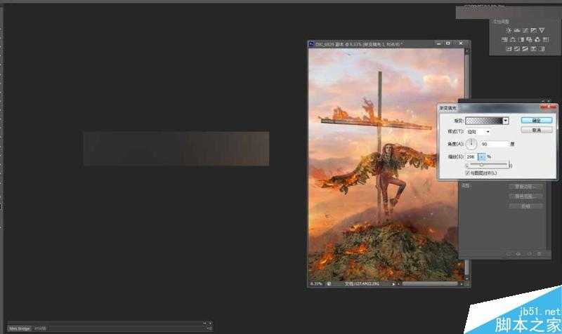 Photoshop给十字架上天使照片添加火焰燃烧的特效