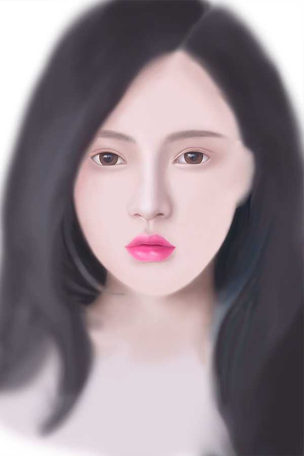 PS鼠绘教程:临摹漂亮长发女生头像照片