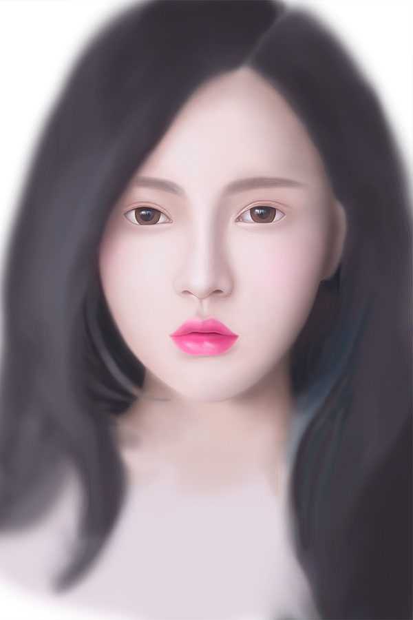 PS鼠绘教程:临摹漂亮长发女生头像照片