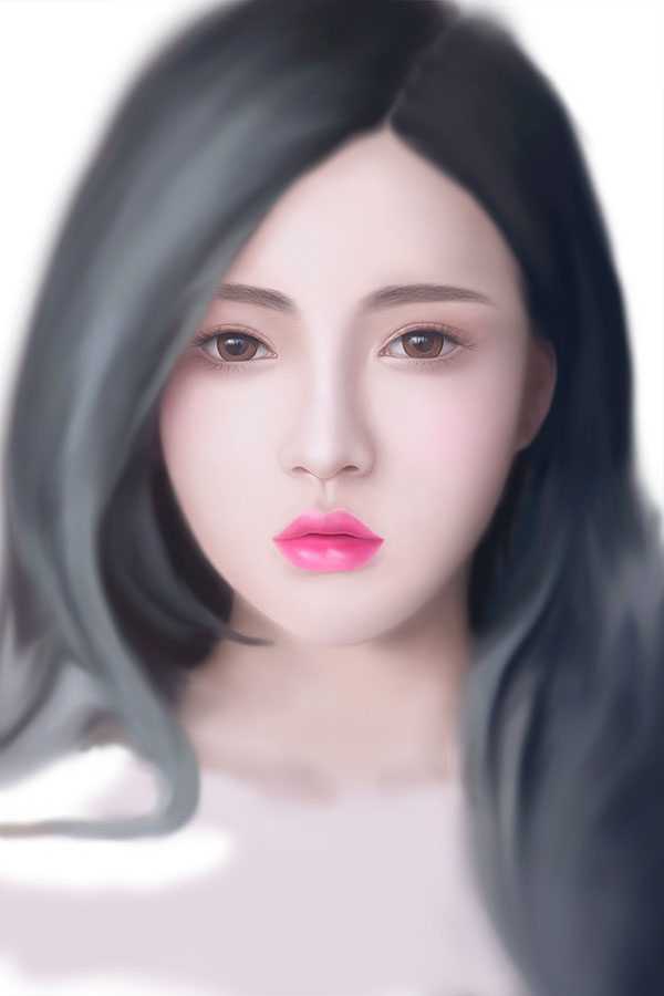 PS鼠绘教程:临摹漂亮长发女生头像照片