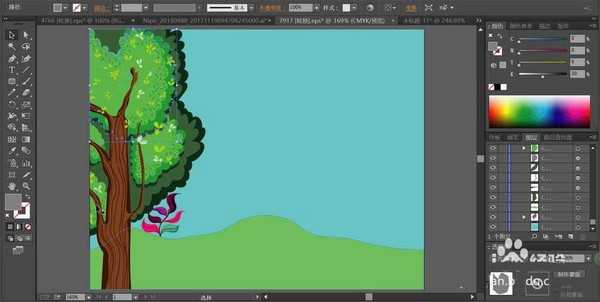 ai怎么手绘儿童在森林玩耍的插画?
