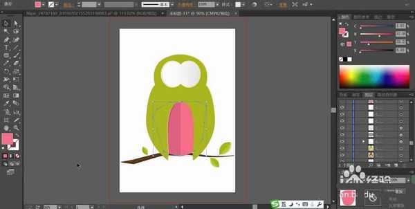 ai怎么手绘扁平化的猫头鹰矢量插画?