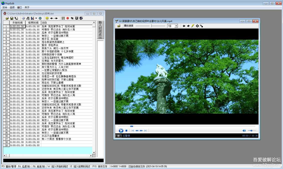 视频MV字幕软件PopSub_Version0.74绿色免安装版